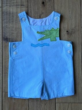 Florence Eiseman Seersucker Shortall With Alligator size 9 Months